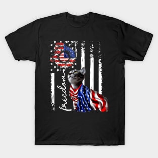 Patriotic 4th of July Cat Freedom Cat American Flag America T-Shirt